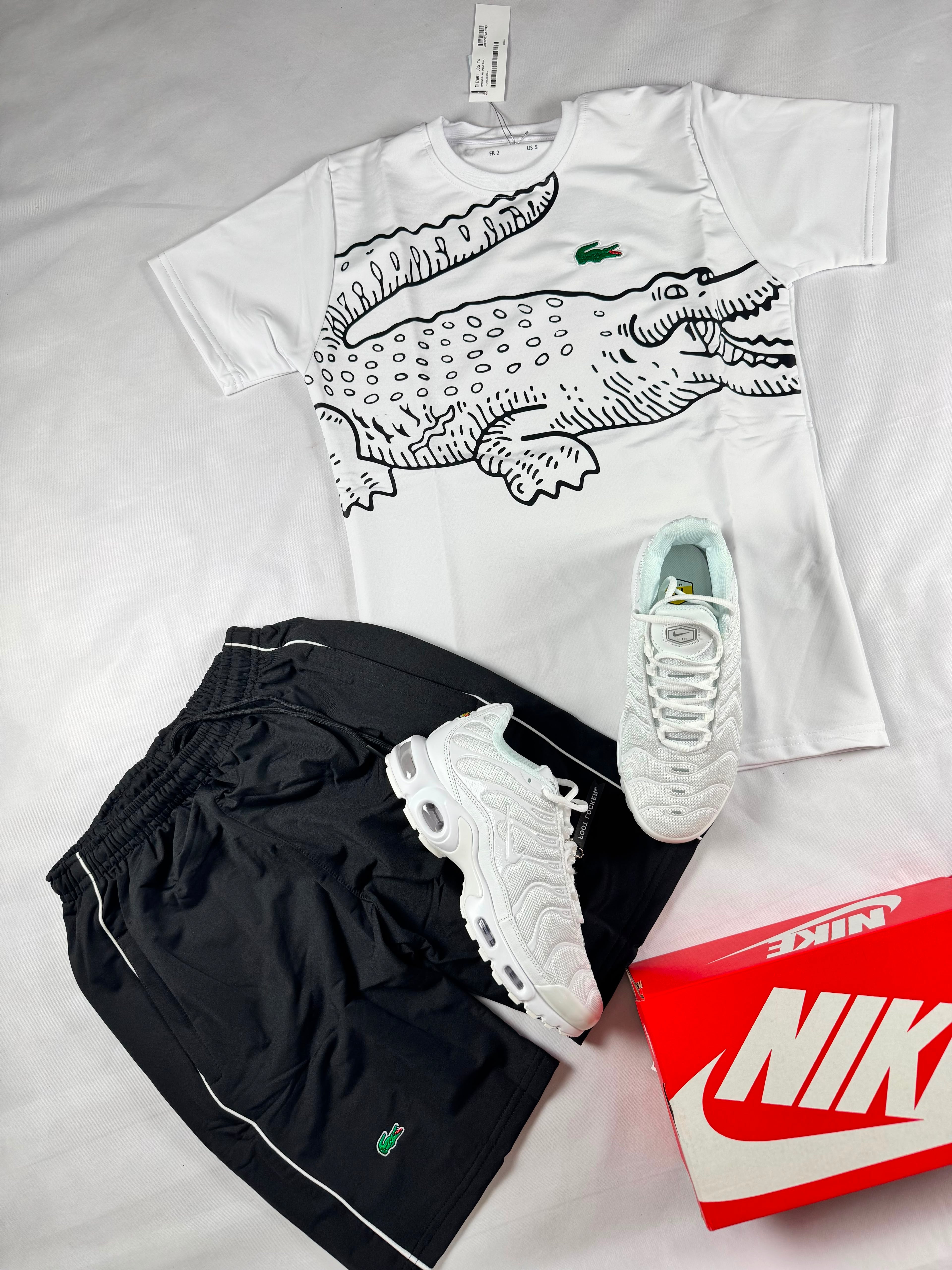 Conjunto lacoste blanco y zapatillas TN blancas