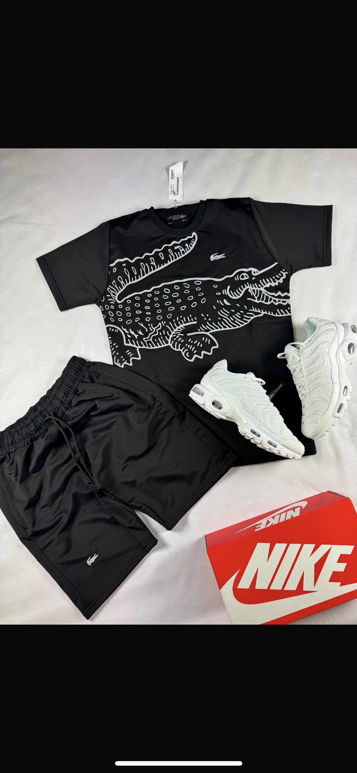 Conjunto lacoste negro y zapatillas TN blancas
